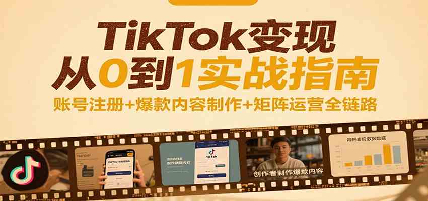 TikTok变现从0到1实战指南：账号注册+爆款内容制作+矩阵运营全链路-3YVIP资源库