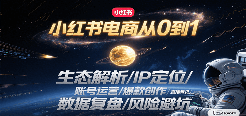 小红书电商从0到1：生态解析/IP定位/ 账号运营/爆款创作/直播带货/数据复盘/风险避坑-3YVIP资源库