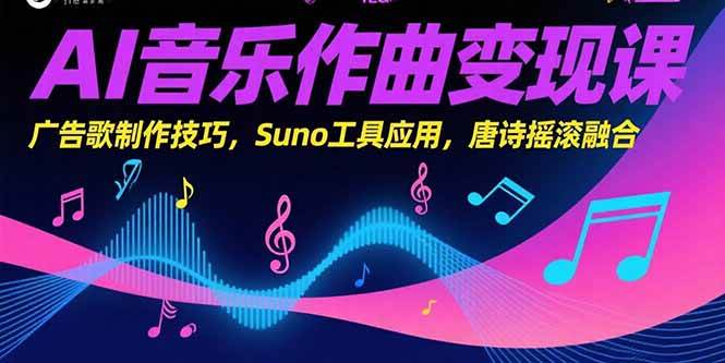 （15370期）AI音乐作曲变现课，广告歌制作技巧，Suno工具应用，唐诗摇滚融合-3YVIP资源库