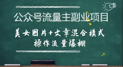 公众号流量主副业项目，美女图片+文章混合模式操作流量爆棚-3YVIP资源库