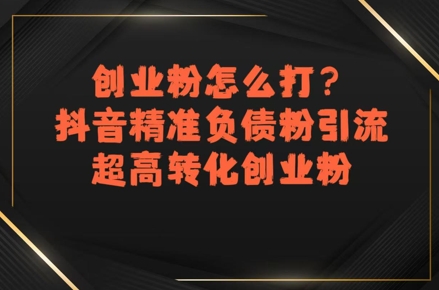 创业粉怎么打？抖音精准负债粉引流，超高转化创业粉-3YVIP资源库