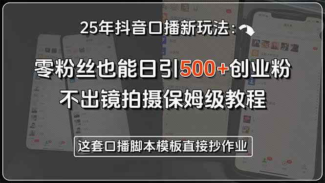 （15384期）25年抖音口播新玩法：零粉丝也能日引500+创业粉，不出镜拍摄保姆级教程…-3YVIP资源库