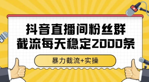 抖音直播间粉丝群截流，稳定采集数据全行业通用 2000条数据一天【揭秘】-3YVIP资源库