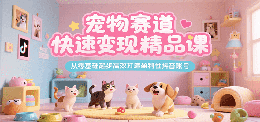 宠物赛道快速变现精品课，从零基础起步高效打造盈利性抖音账号-3YVIP资源库