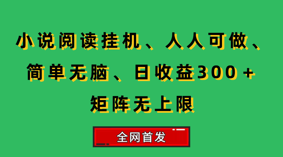 （15413期）小说挂机阅读，人人可做，简单无脑，一天收益300＋矩阵无限上-3YVIP资源库
