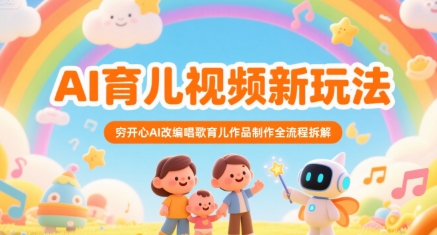 AI育儿视频新玩法，穷开心AI改编唱歌育儿作品制作全流程拆解-3YVIP资源库