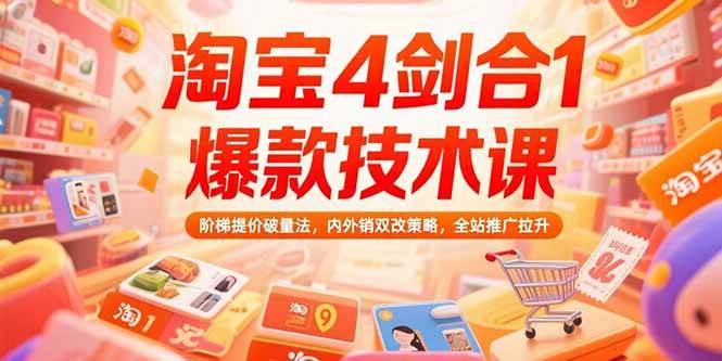 （15415期）淘宝4剑合1爆款技术课，阶梯提价破量法，内外销双改策略，全站推广拉升-3YVIP资源库