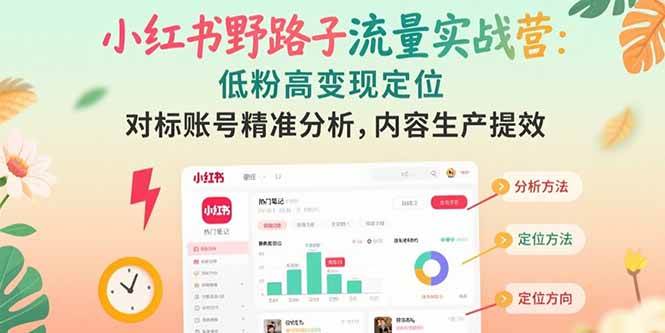 （15423期）小红书野路子流量实战营：低粉高变现定位 对标账号精准分析 内容生产提效-3YVIP资源库