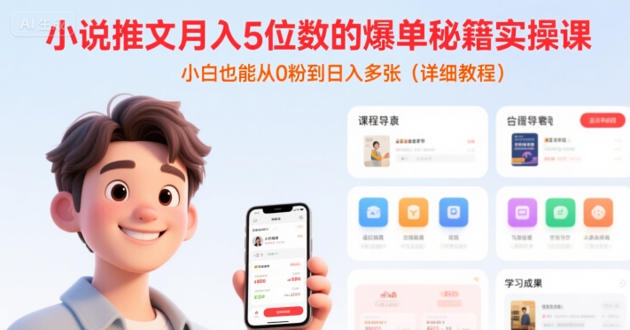 小说推文月入5位数的爆单秘籍实操课，，小白也能从0粉到日入多张(详细教程)-3YVIP资源库