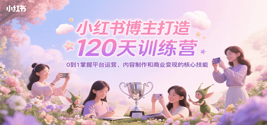 小红书博主打造120天训练营，0到1掌握平台运营、内容制作和商业变现-3YVIP资源库