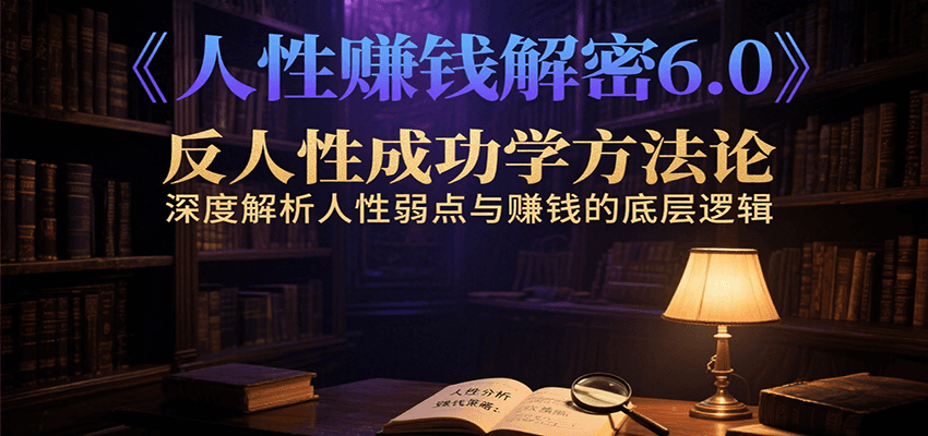 人性赚钱解密6.0，反人性成功学方法论，深度解析人性弱点与赚钱的底层逻辑-3YVIP资源库