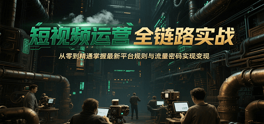 短视频运营全链路实战，从零到精通掌握最新平台规则与流量密码实现变现-3YVIP资源库