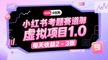 小红书考题赛道虚拟项目1.0，项目操作简单，每天收益2-3张-3YVIP资源库