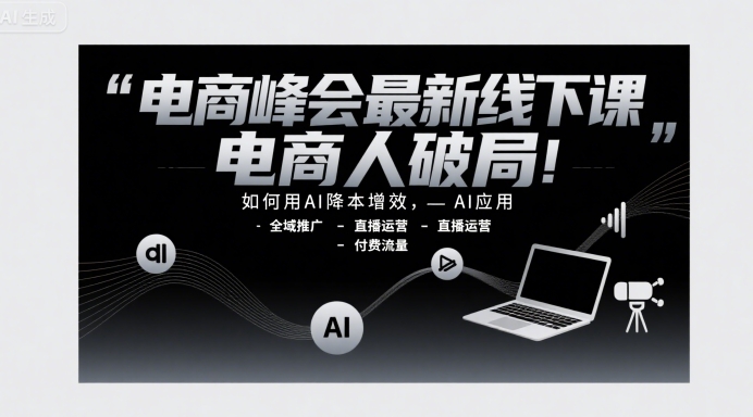 电商峰会最新线下课，电商人破局，如何用AI降本增效，AI应用-全域推广-直播运营-付费流量-3YVIP资源库