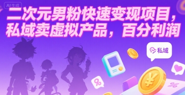二次元男粉快速变现项目，私域卖虚拟产品，百分利润-3YVIP资源库