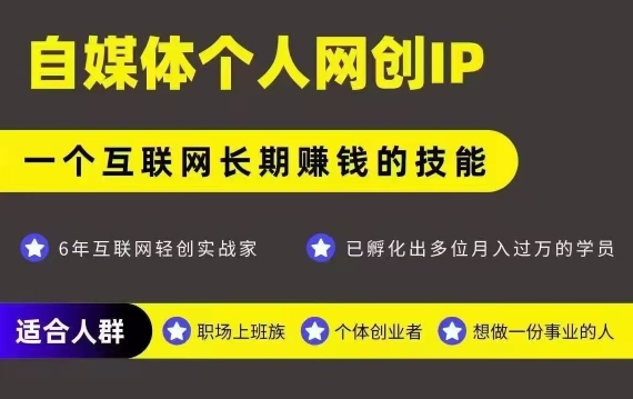 网创类公众号项目，自媒体个人网创IP，强IP强变现，操作一辈子-3YVIP资源库