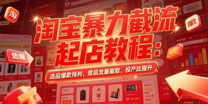 （15468期）淘宝暴力截流起店教程：选品爆款预判，竞品流量截取，投产比提升-3YVIP资源库