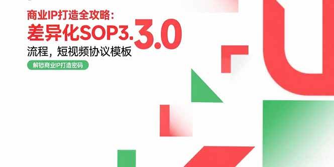 （15486期）商业IP打造全攻略：差异化SOP3.0流程，短视频协议模板，婚恋项目实战案例-3YVIP资源库