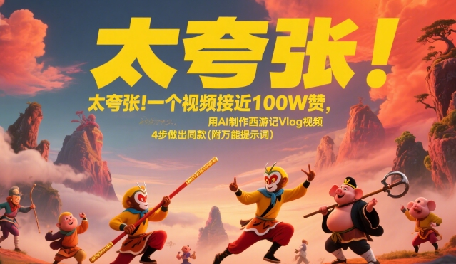 太夸张！一个视频接近100W赞，用AI制作西游记Vlog视频，全流程拆解来了(附万能提示词)-3YVIP资源库