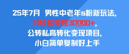 25年7月男性中老年s粉新玩法，月轻松变现3W+，公转私高转化变现项目，小白简单复制好上手-3YVIP资源库