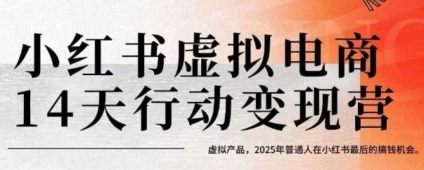 小红书虚拟电商14天变现训练营，虚拟产品，2025年普通人在小红书最后的搞钱机会-3YVIP资源库