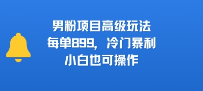 男粉项目高级玩法，每单899，冷门暴利，小白也可操作-3YVIP资源库