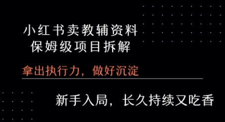小红书卖小学教辅资料  保姆级项目拆解  1次课程彻底讲清楚!-3YVIP资源库