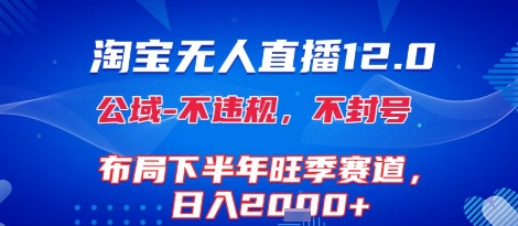 淘宝无人直播12.0，不封号，不违规，布局下半年旺季赛道，日入1k+(独家技术)【揭秘】-3YVIP资源库