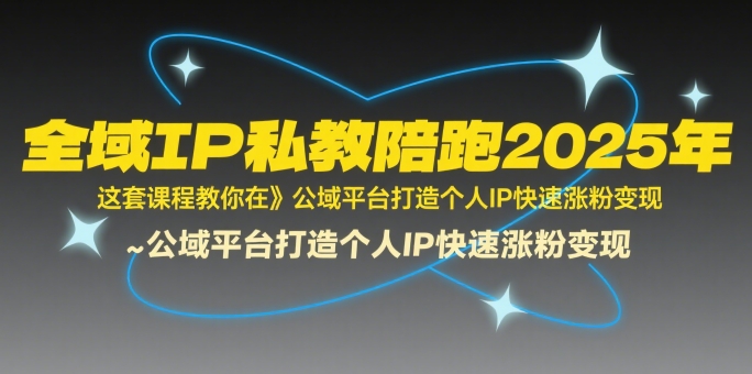 全域IP私教陪跑2025年，这套课程教你在​公域平台打造个人IP快速涨粉变现-3YVIP资源库