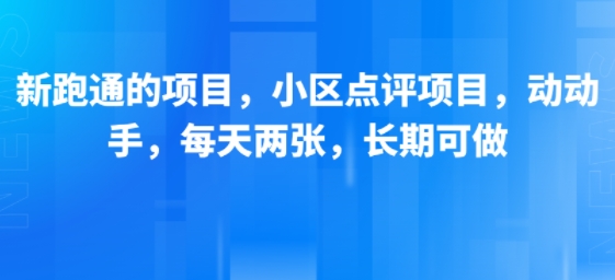 新跑通的项目，小区点评项目，动动手，每天两张，长期可做-3YVIP资源库