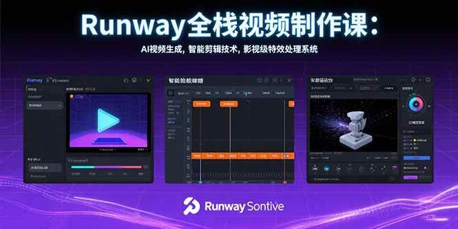 （15515期）Runway全栈视频制作课：AI视频生成，智能剪辑技术，影视级特效处理系统-3YVIP资源库