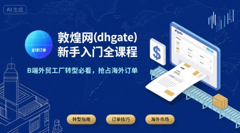 敦煌网(dhgate)新手入门全课程，B端外贸工厂转型必看，抢占海外订单-3YVIP资源库