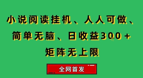 小说挂G阅读，人人可做，简单无脑，一天收益3张+矩阵无限上，全网首发【揭秘】-3YVIP资源库