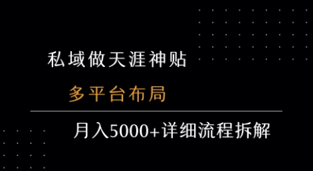 私域做天涯神贴 多平台布局 月入5k+详细流程拆解-3YVIP资源库