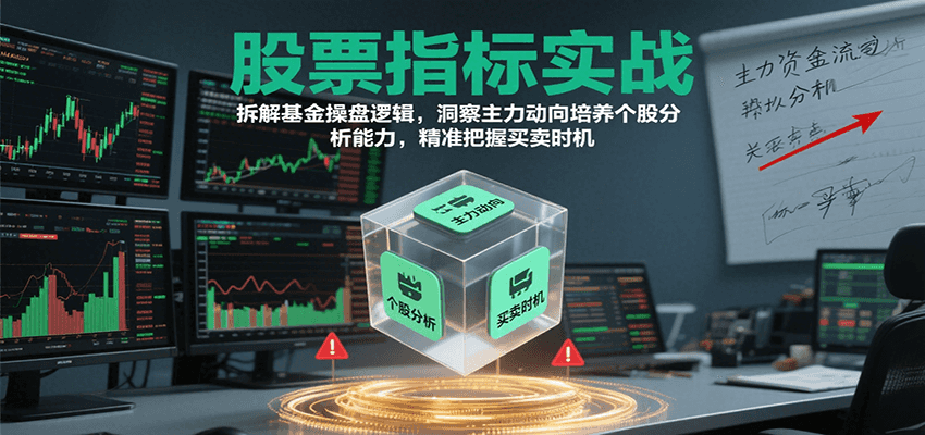 股票指标实战，拆解基金操盘逻辑，洞察主力动向培养个股分析能力，精准把握买卖时机-3YVIP资源库