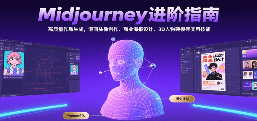 Midjourney进阶指南：高质量作品生成，漫画头像创作、商业海报设计、3D人物建模等-3YVIP资源库