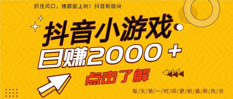 （15529期）抖音小游戏，一部手机日入300+，2025风口项目-3YVIP资源库