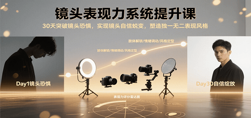 镜头表现力系统提升课，30天突破镜头恐惧实现自信蜕变，塑造独一无二表现风格-3YVIP资源库