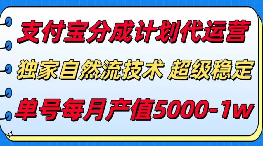 支付宝分成计划代运营，独家自然流技术，收益稳定，单号月产5000＋-3YVIP资源库