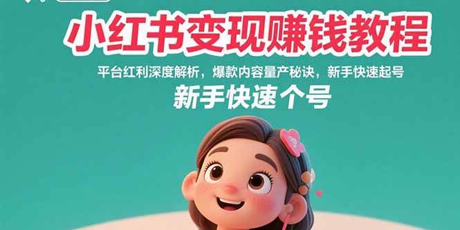 （15559期）小红书变现赚钱教程：平台红利深度解析，爆款内容量产秘诀，新手快速起号-3YVIP资源库