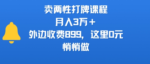 卖两性打牌课程，月入3W+外边收费899的课程，这里0元，悄悄做-3YVIP资源库