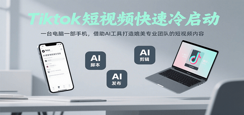 Tiktok短视频快速冷启动，一台电脑一部手机，借助AI工具打造媲美专业团队的短视频内容-3YVIP资源库