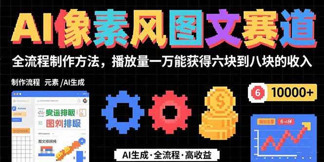 （15572期）AI像素风图文赛道：全流程制作方法，播放量一万能获得6块到8块的收入-3YVIP资源库