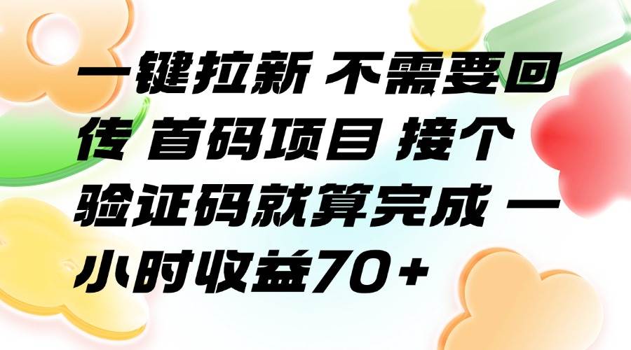 （15588期）一键拉新 不需要回传 首码项目 接个验证码就算完成 一小时收益70+-3YVIP资源库