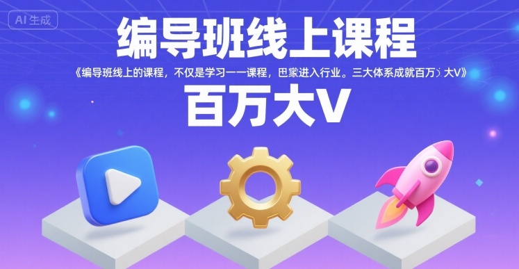编导班线上课程，不仅是学习一门课程，更是进入一个行业，三大体系成就百万大V-3YVIP资源库