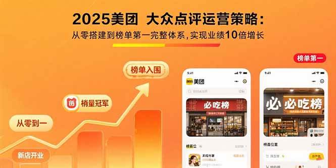 （15602期）2025美团 大众点评运营策略:从零搭建到榜单第一完整体系,实现业绩10倍增长-3YVIP资源库