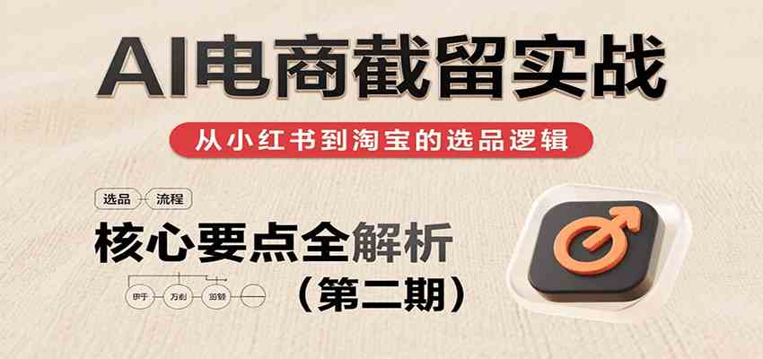 AI电商截留实战，小红书、淘宝等电商平台选品思路及核心要点（第二期）-3YVIP资源库