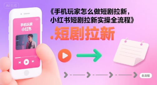 手机玩家怎么做短剧拉新，小红书短剧拉新实操全流程-3YVIP资源库