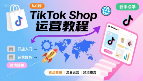 TikTok Shop从0到1运营教程，TikTok跨境电商新手必学课程-3YVIP资源库