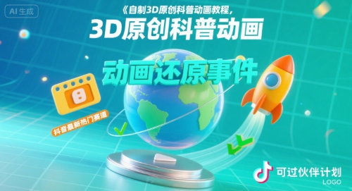 自制3D原创科普动画教程，动画还原事件，抖音最新热门赛道，可过伙伴计划-3YVIP资源库